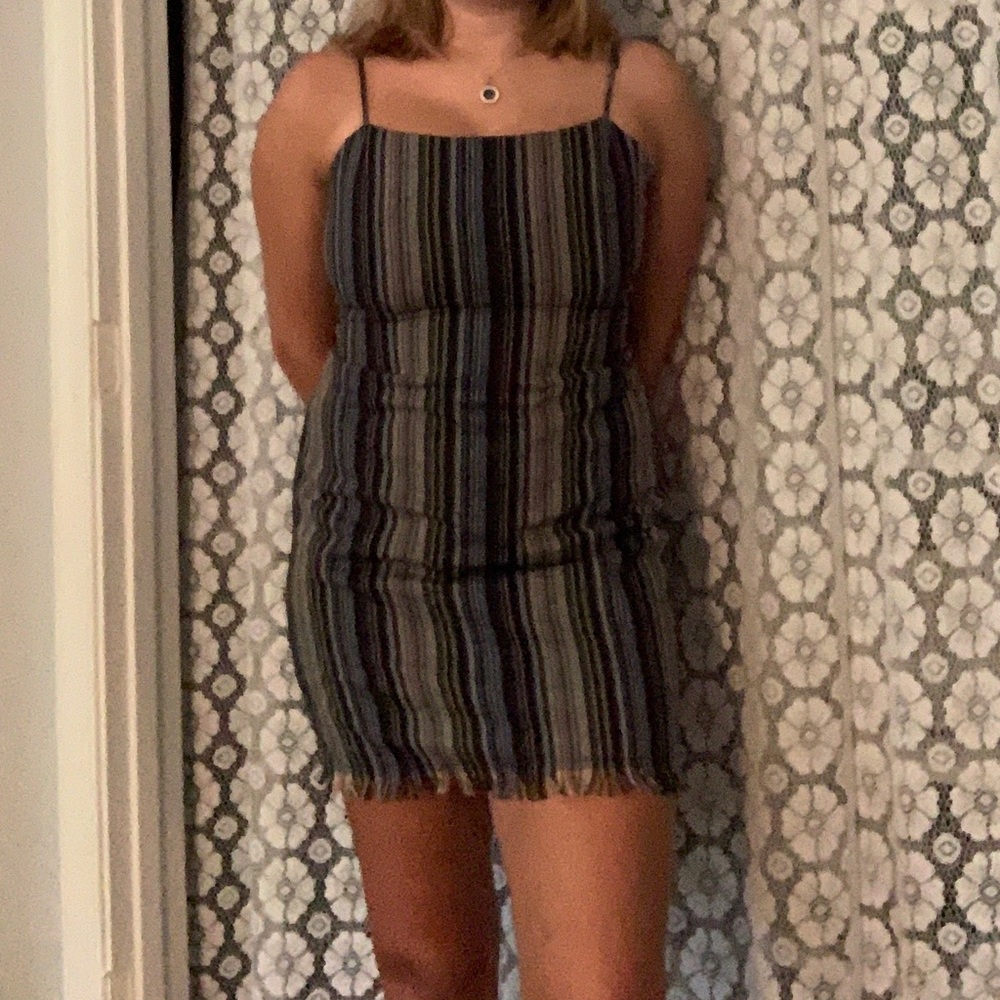 Striped Dress with Open Back and Bow